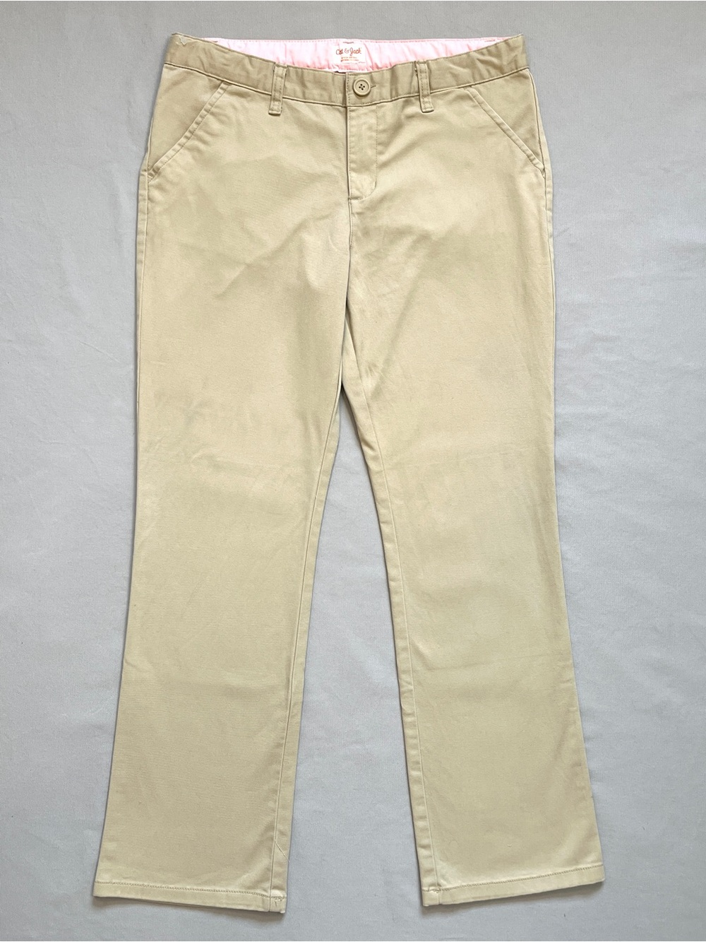 Cat & Jack Khaki Straight Leg Pants in Girl's Size 18 Adjustable Waist Uniform